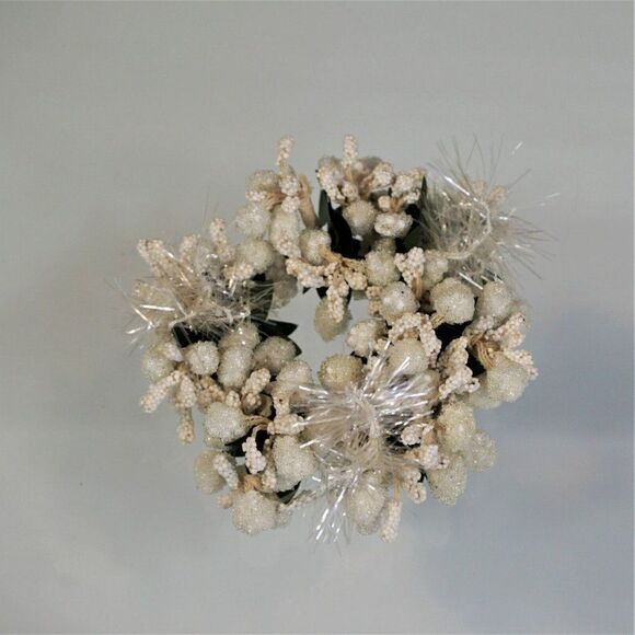 Christmas Candle Ring White Frosted Round Holiday Decor - Picture 3 of 5